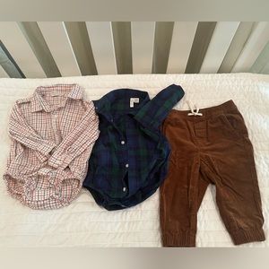 Janie and Jack Dress shirt bodysuits and corduroy pants size 6-12 months